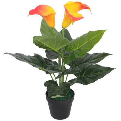 Vidaxl Art Calla Lily Plant con pentola di rosso 45 cm e giallo