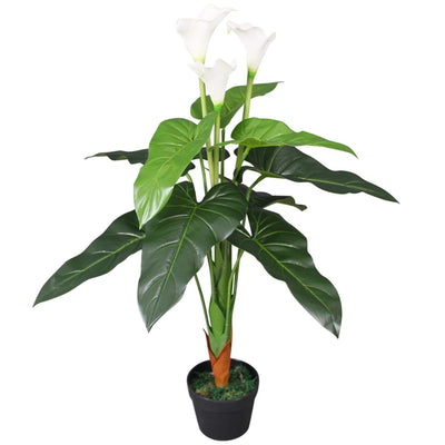Vidaxl Art Calla Lelie Plant con pentola da 85 cm bianco