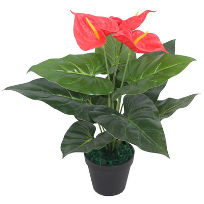 Vidaxl Art Anthurium Plant con pentola di rosso 45 cm e giallo