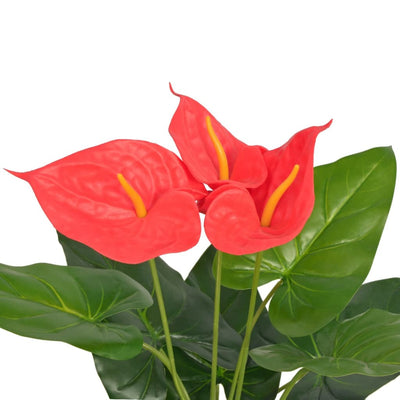 Vidaxl Art Anthurium Plant con pentola di rosso 45 cm e giallo
