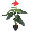 Planta de Anthurium de arte de Vidaxl con maceta de 90 cm rojo y amarillo