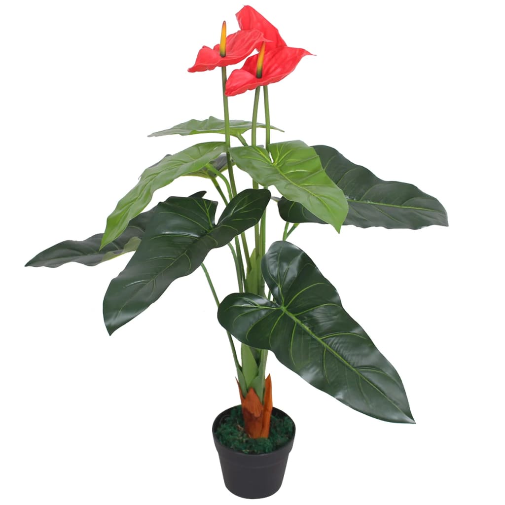 Vidaxl Art Anthurium Plant con pentola di rosso 90 cm e giallo