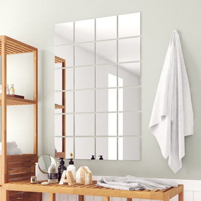 Vidaxl 24 St Specchio piastrelle quadrate vetro