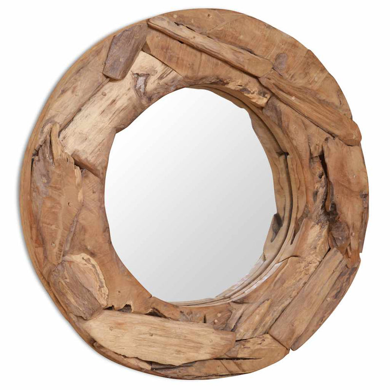 Specchio decorativo Vidaxl intorno a 60 cm in legno di teak