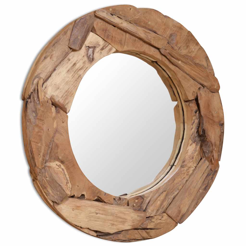 Vidaxl Mirror decorativo alrededor de 80 cm de madera de teca