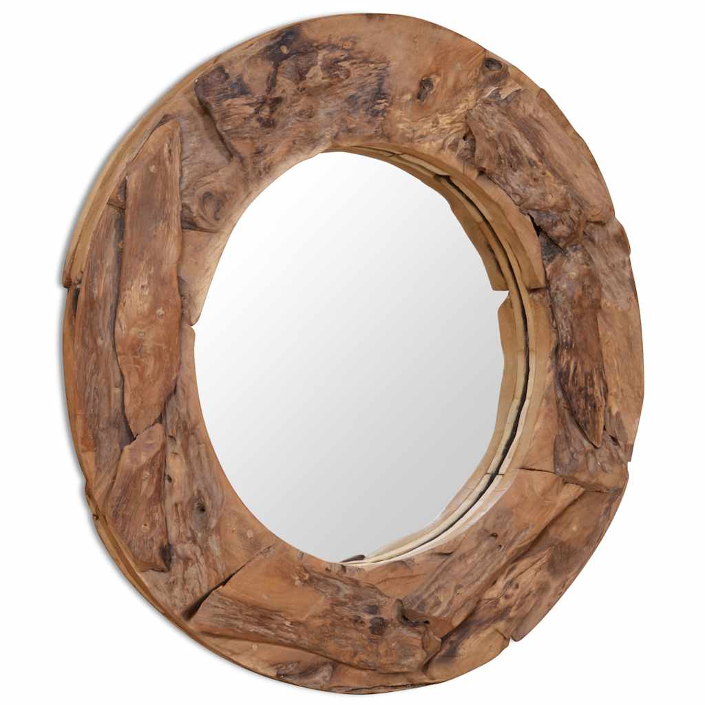 Vidaxl Mirror decorativo alrededor de 80 cm de madera de teca