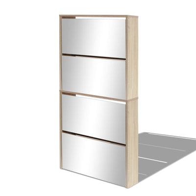 Gabinete de zapatos Vidaxl con 4 espejos 63x17x134 cm de roble