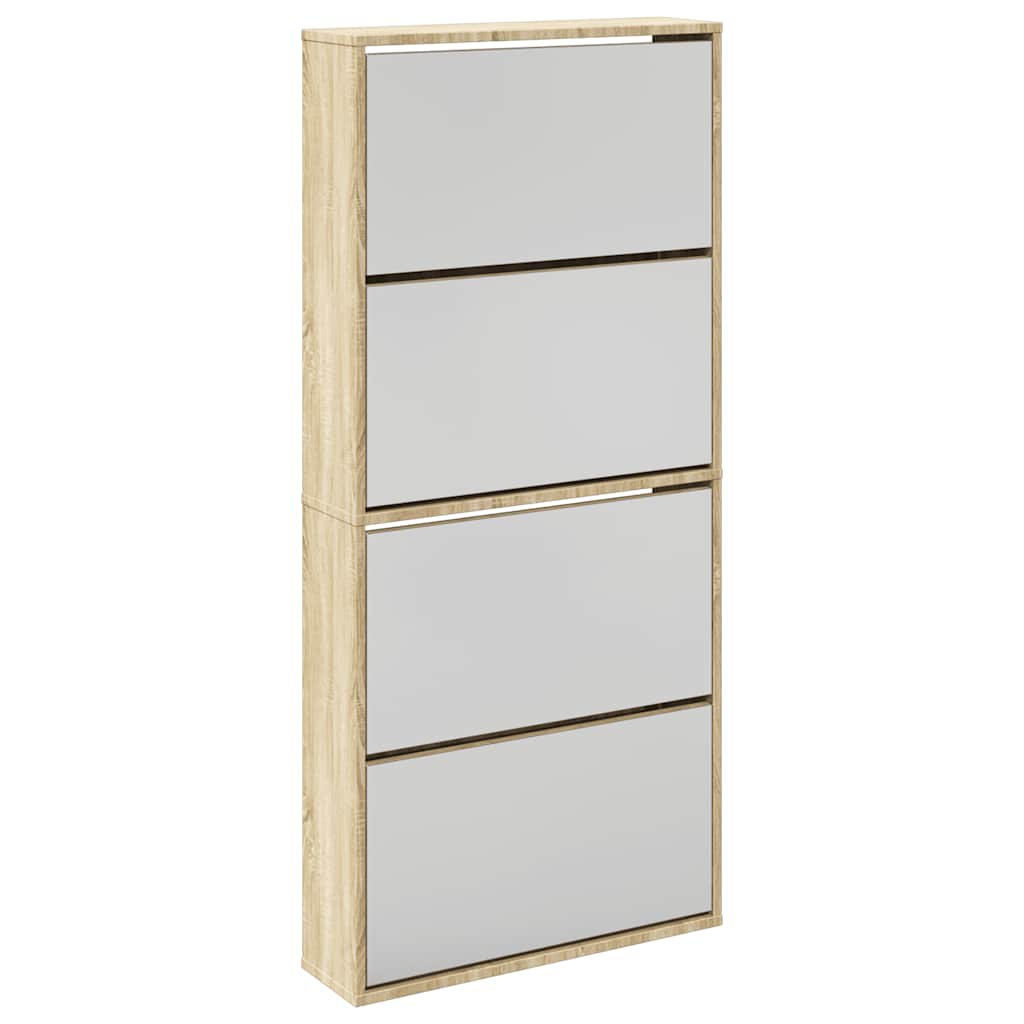 Armadio da scarpe Vidaxl con 4 specchi 63x17x134 cm quercia