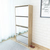 Gabinete de zapatos Vidaxl con 4 espejos 63x17x134 cm de roble