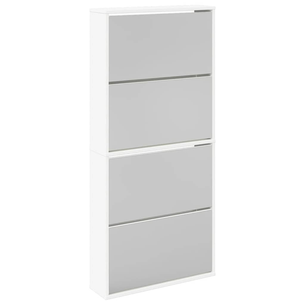 Vidaxl schoenenkast met 4 spiegels 63x17x134 cm wit
