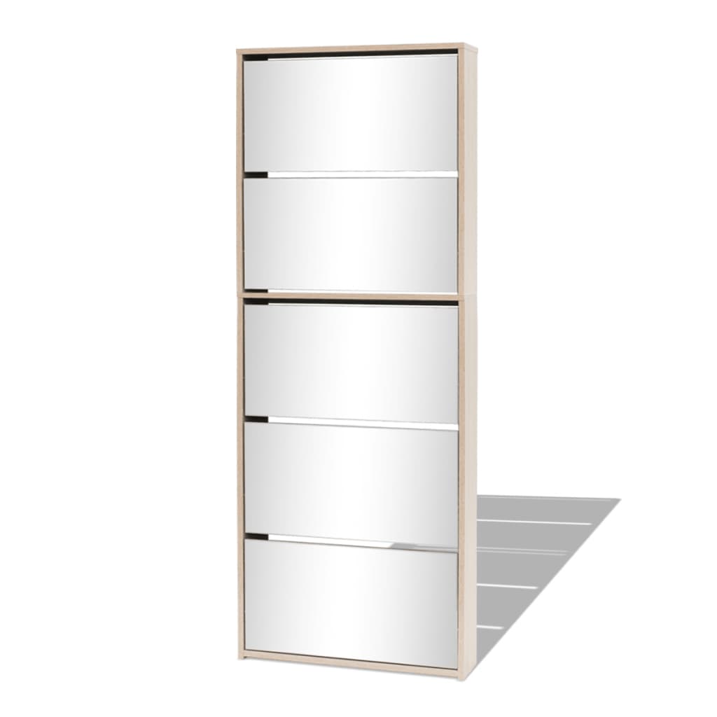 Armadio da scarpe Vidaxl con 5 specchi 63x17x169,5 CM quercia