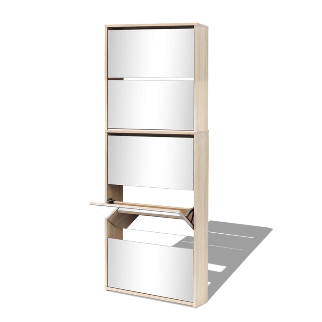 Armadio da scarpe Vidaxl con 5 specchi 63x17x169,5 CM quercia
