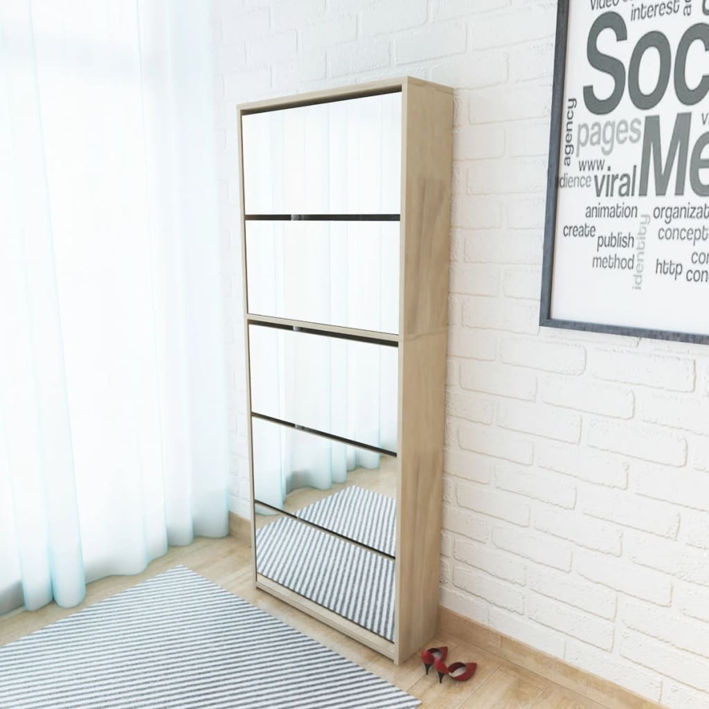 Armadio da scarpe Vidaxl con 5 specchi 63x17x169,5 CM quercia