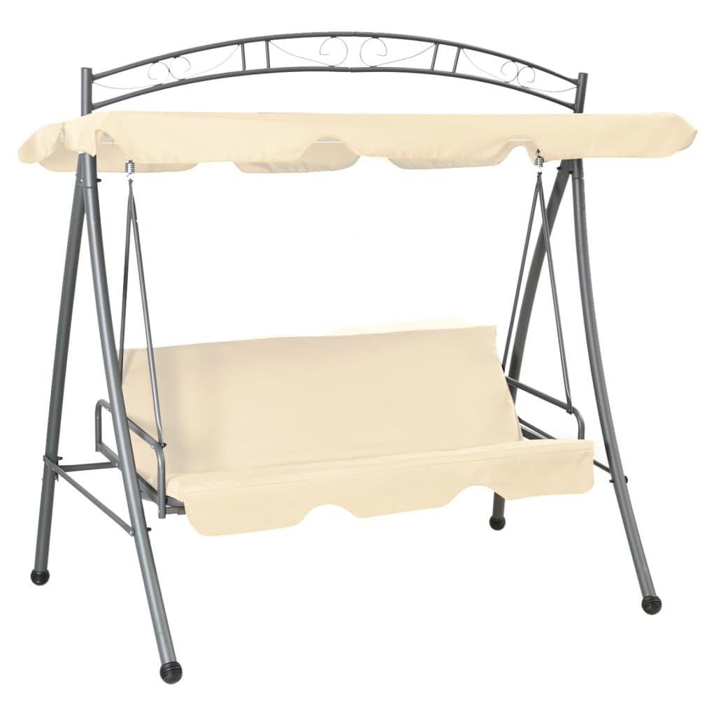 Vidaxl Swing Bench per buiten con luifel convertibile sabbia bianca