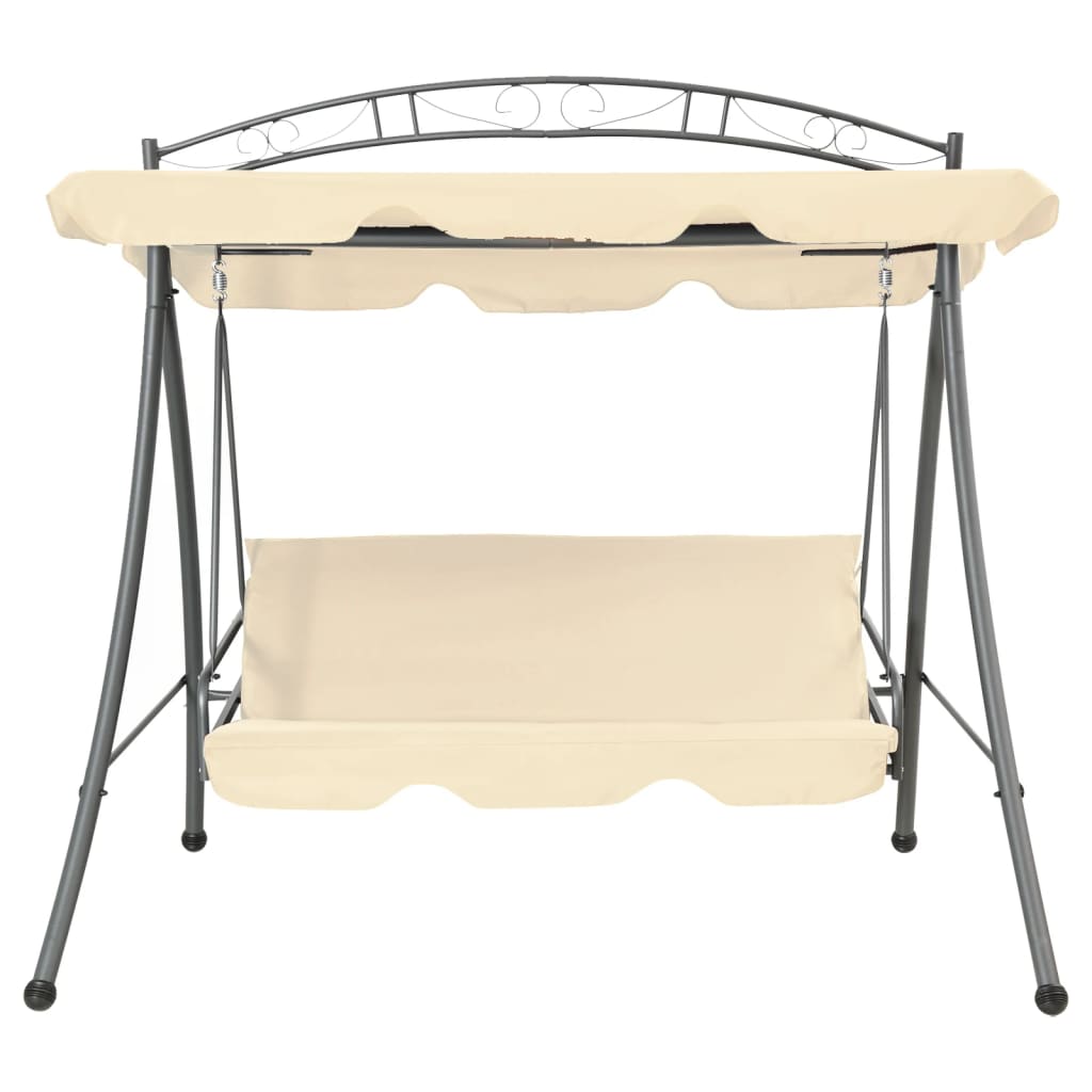 Vidaxl Swing Bench per buiten con luifel convertibile sabbia bianca