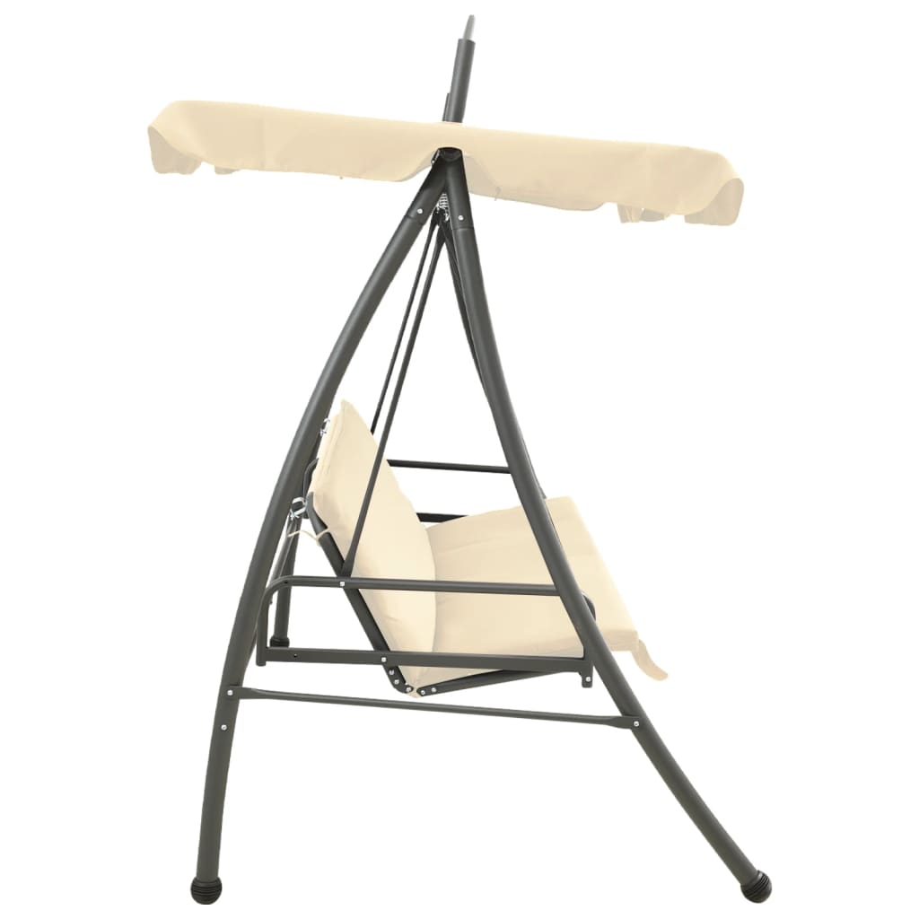 Vidaxl Swing Bench per buiten con luifel convertibile sabbia bianca