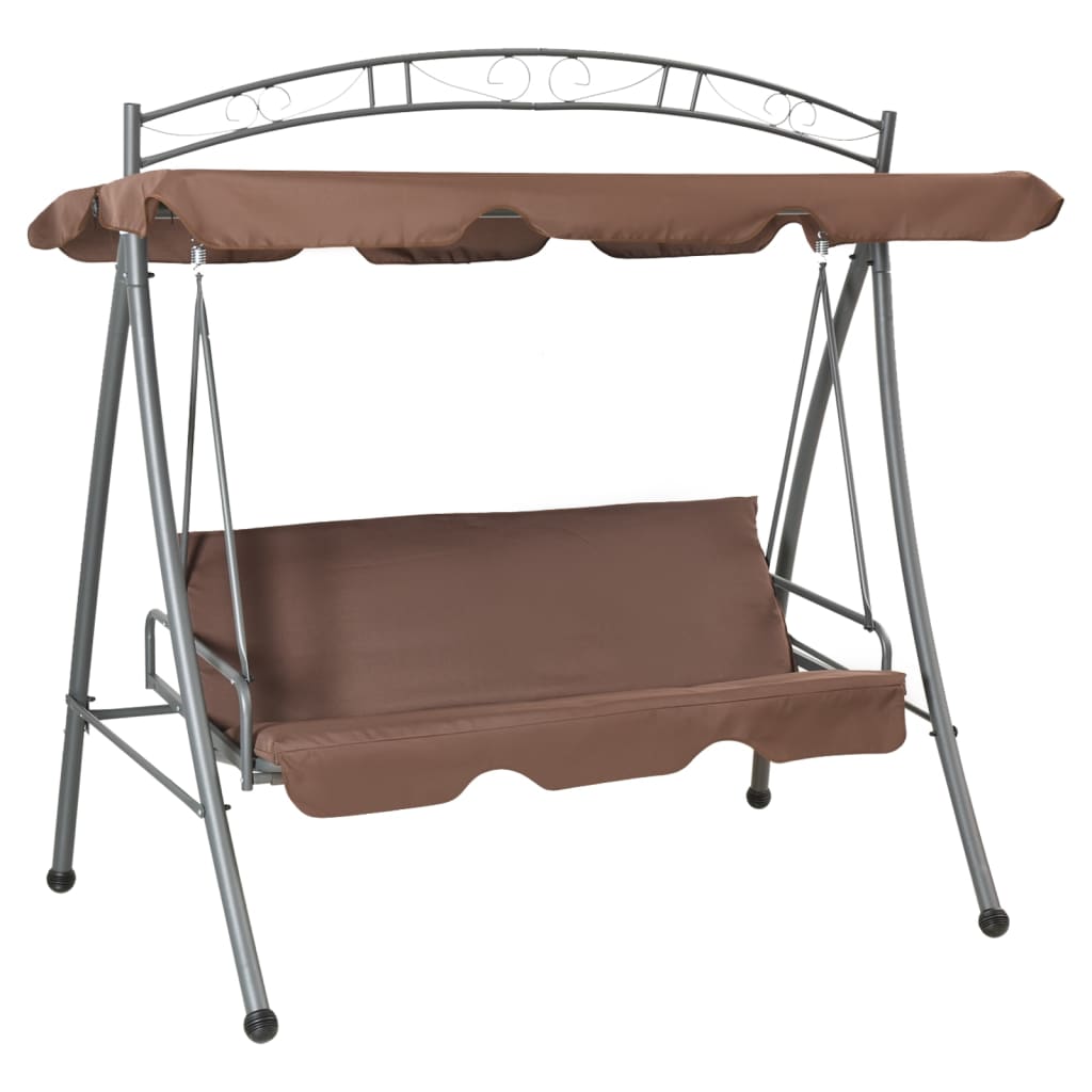 Vidaxl Swing Bench per buiten con colore del caffè convertibile Luifel