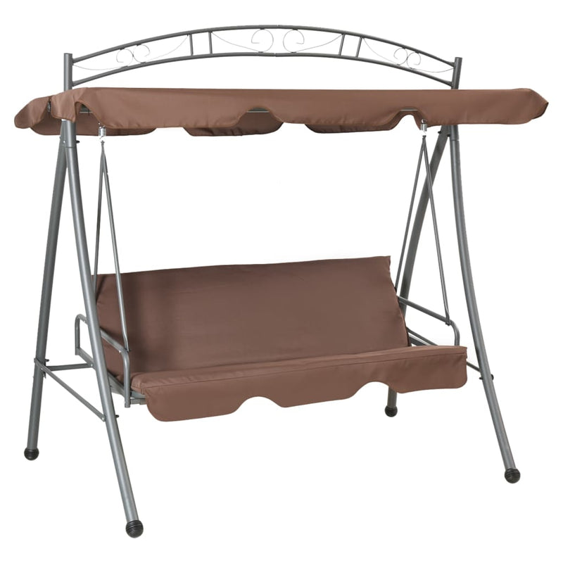 Vidaxl Swing Bench per buiten con colore del caffè convertibile Luifel