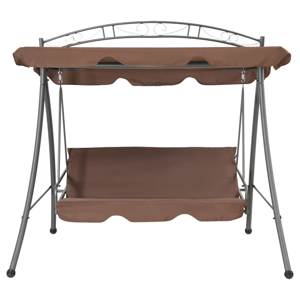 Vidaxl Swing Bench per buiten con colore del caffè convertibile Luifel
