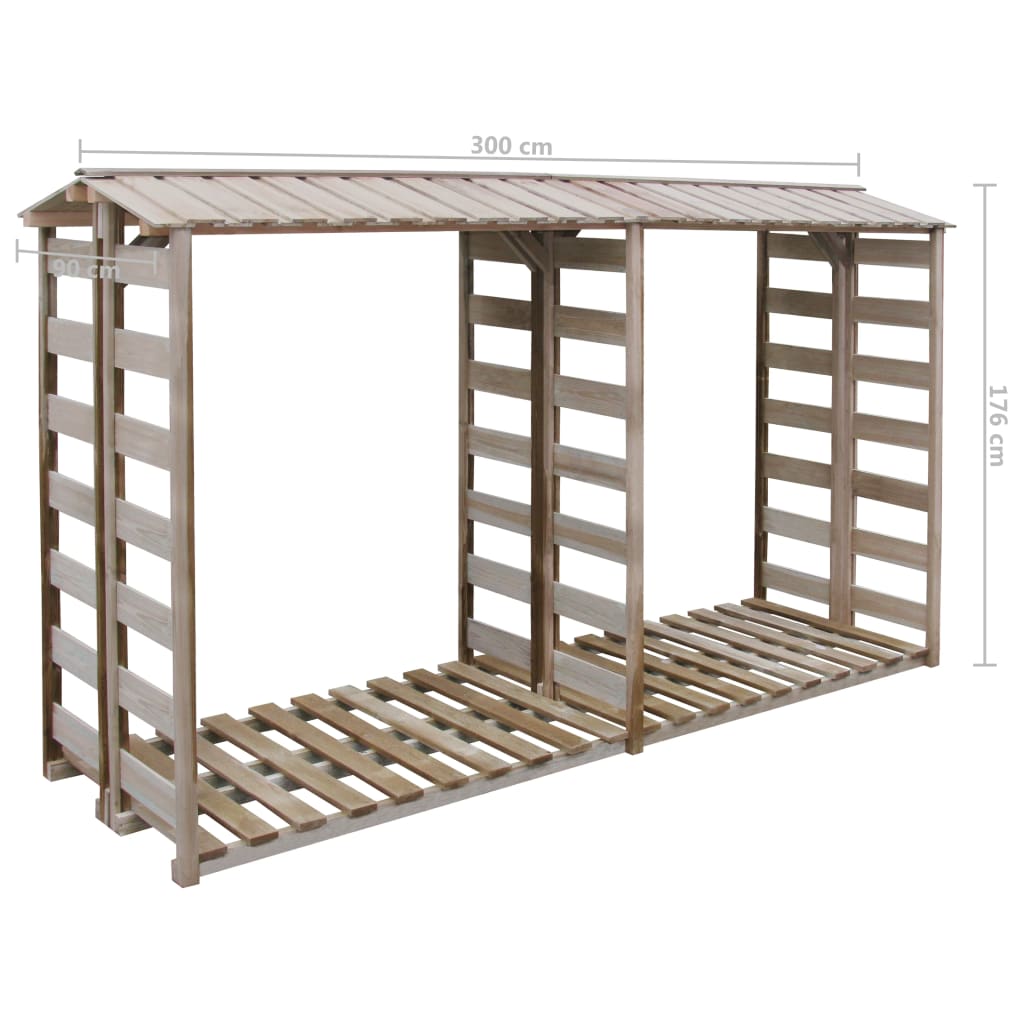 Almacenamiento de Firewood Vidaxl 300x90x176 cm Pine impregnado