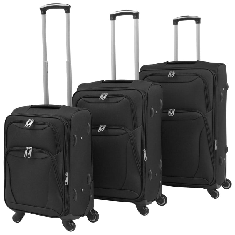 Vidaxl Trolleyset negro de 3 piezas