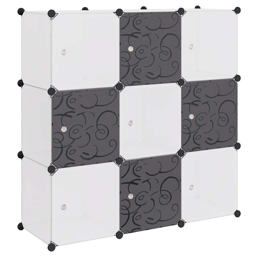 Vidaxl Storage mobili con 9 compartimenti in bianco e nero