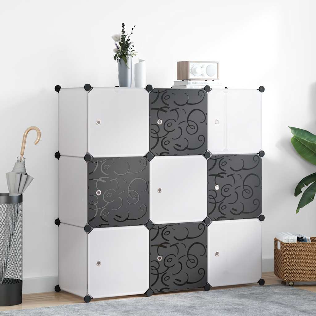 Vidaxl Storage mobili con 9 compartimenti in bianco e nero