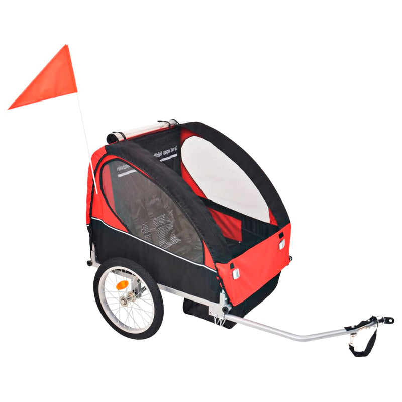 Vidaxl Bicycle Trailer 30 kg nero e rosso