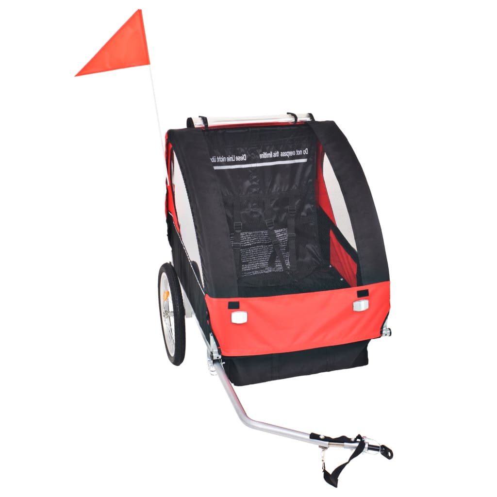 Vidaxl Bicycle Trailer 30 kg nero e rosso
