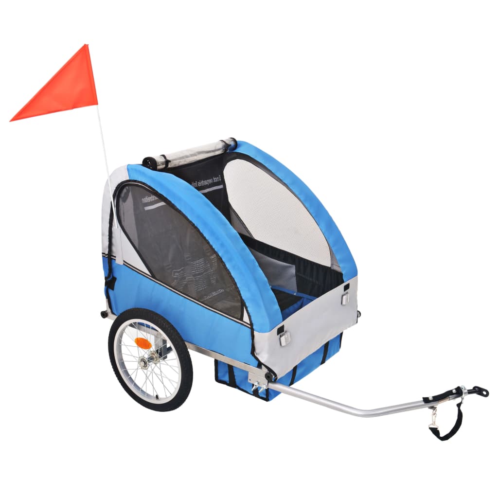 Vidaxl Bicycle Trailer 30 kg grigio e blu