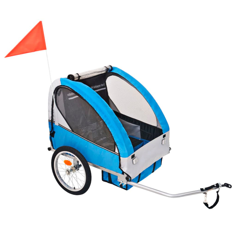 Vidaxl Bicycle Trailer 30 kg grigio e blu