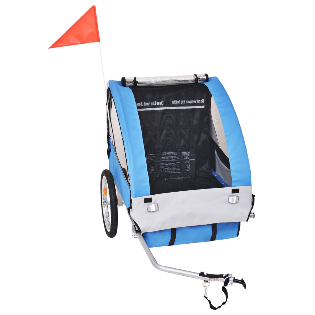Vidaxl Bicycle Trailer 30 kg grigio e blu