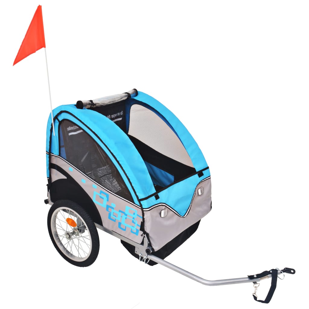 Vidaxl Bicycle Trailer 30 kg grigio e blu