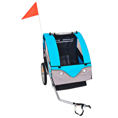 Vidaxl remolque de bicicleta 30 kg de gris y azul