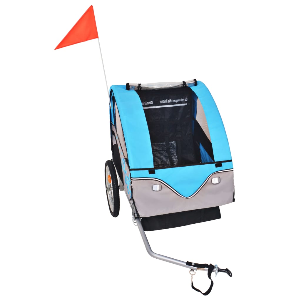 Vidaxl Bicycle Trailer 30 kg grigio e blu