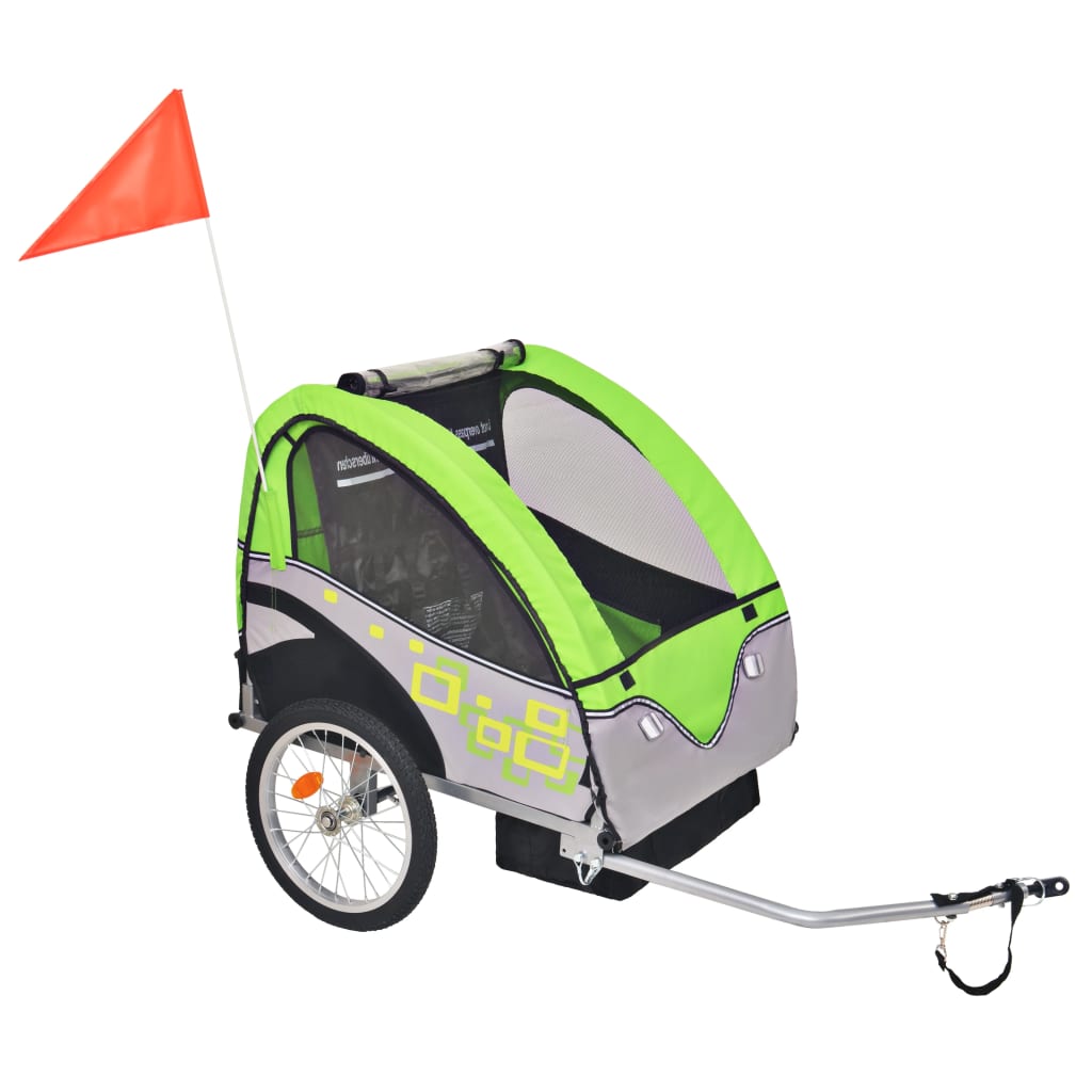 Vidaxl Bicycle Trailer 30 kg grigio e verde