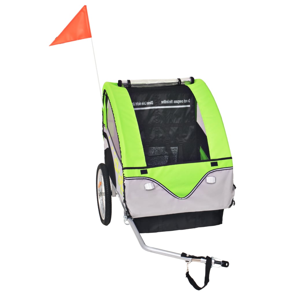 Vidaxl Bicycle Trailer 30 kg grigio e verde