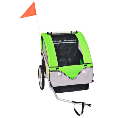 Vidaxl remolque de bicicleta de 30 kg de gris y verde