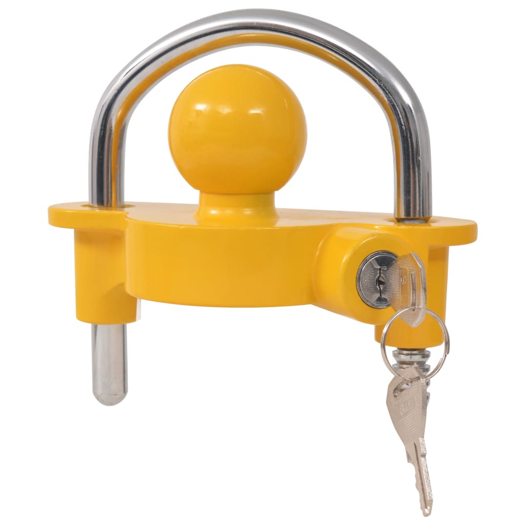 Bloqueo de remolque Vidaxl con 2 llaves de acero y aleación de aluminio amarillo
