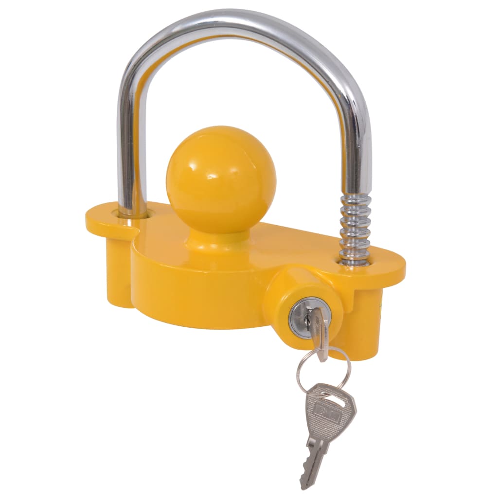 Bloqueo de remolque Vidaxl con 2 llaves de acero y aleación de aluminio amarillo