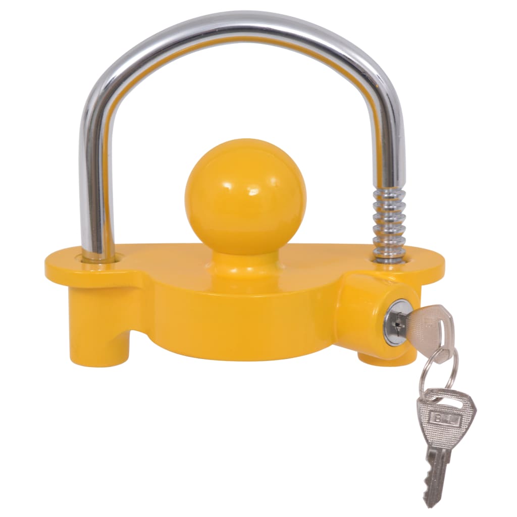 Bloqueo de remolque Vidaxl con 2 llaves de acero y aleación de aluminio amarillo