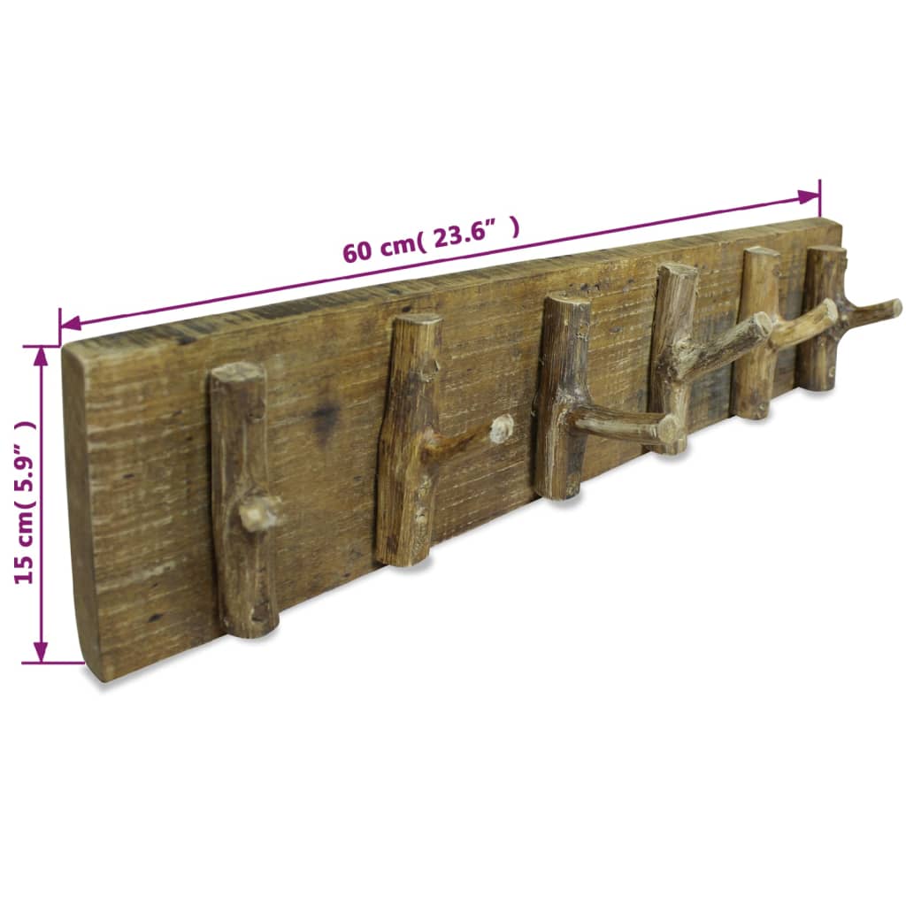 Vidaxl Coat Rack 60x15 cm de madera reciclada mixta