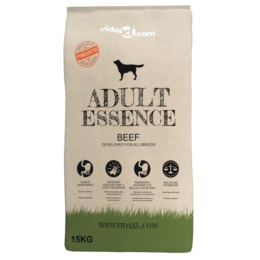 Vidaxl Premium Dog Food Dry Adulto Esencia Beef 15 kg
