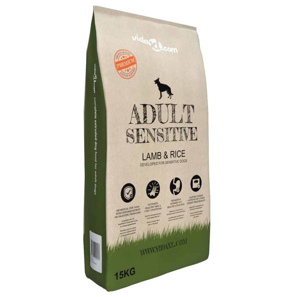 Vidaxl Premium Dog Food Dry Adulto Sensible Cordero de cordero 15 kg