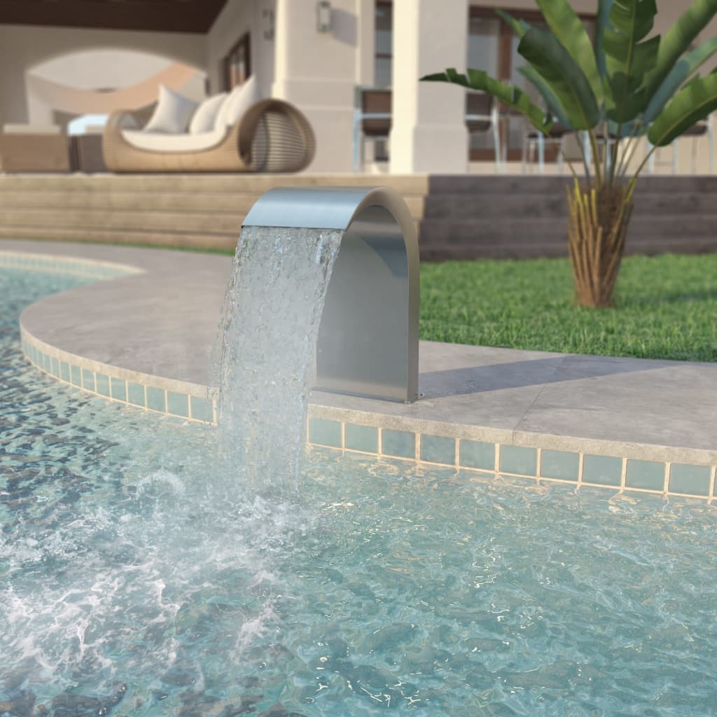 Vidaxl Fuente de piscina 45x30x65 cm de acero inoxidable de color plateado