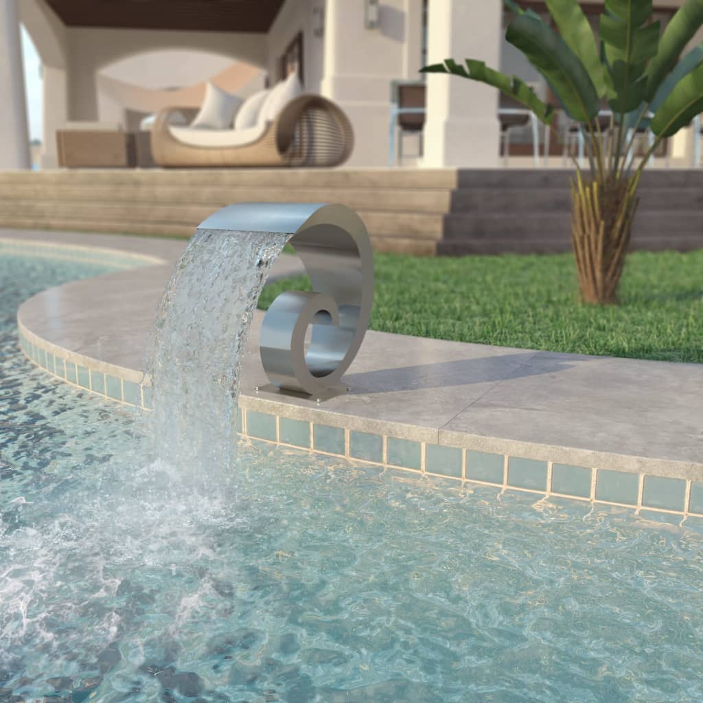 Vidaxl Fuente de piscina 50x30x53 cm de acero inoxidable de color plateado