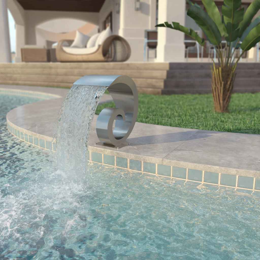 Vidaxl Fuente de piscina 50x30x53 cm de acero inoxidable de color plateado