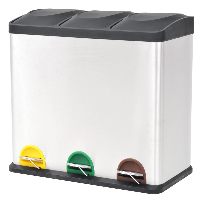 Vidaxl Pedal Bin per riciclaggio in acciaio inossidabile 54 L