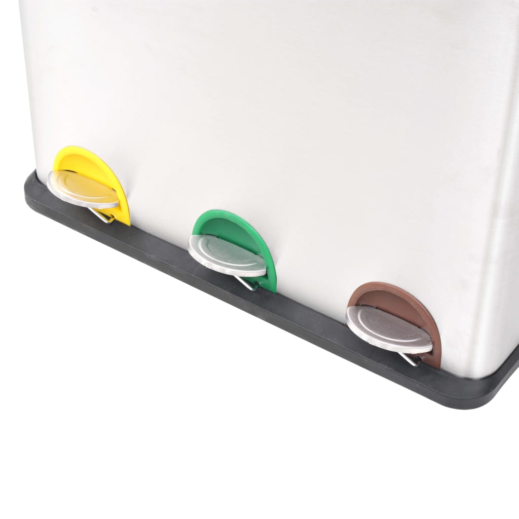 Vidaxl Pedal Bin per riciclaggio in acciaio inossidabile 54 L