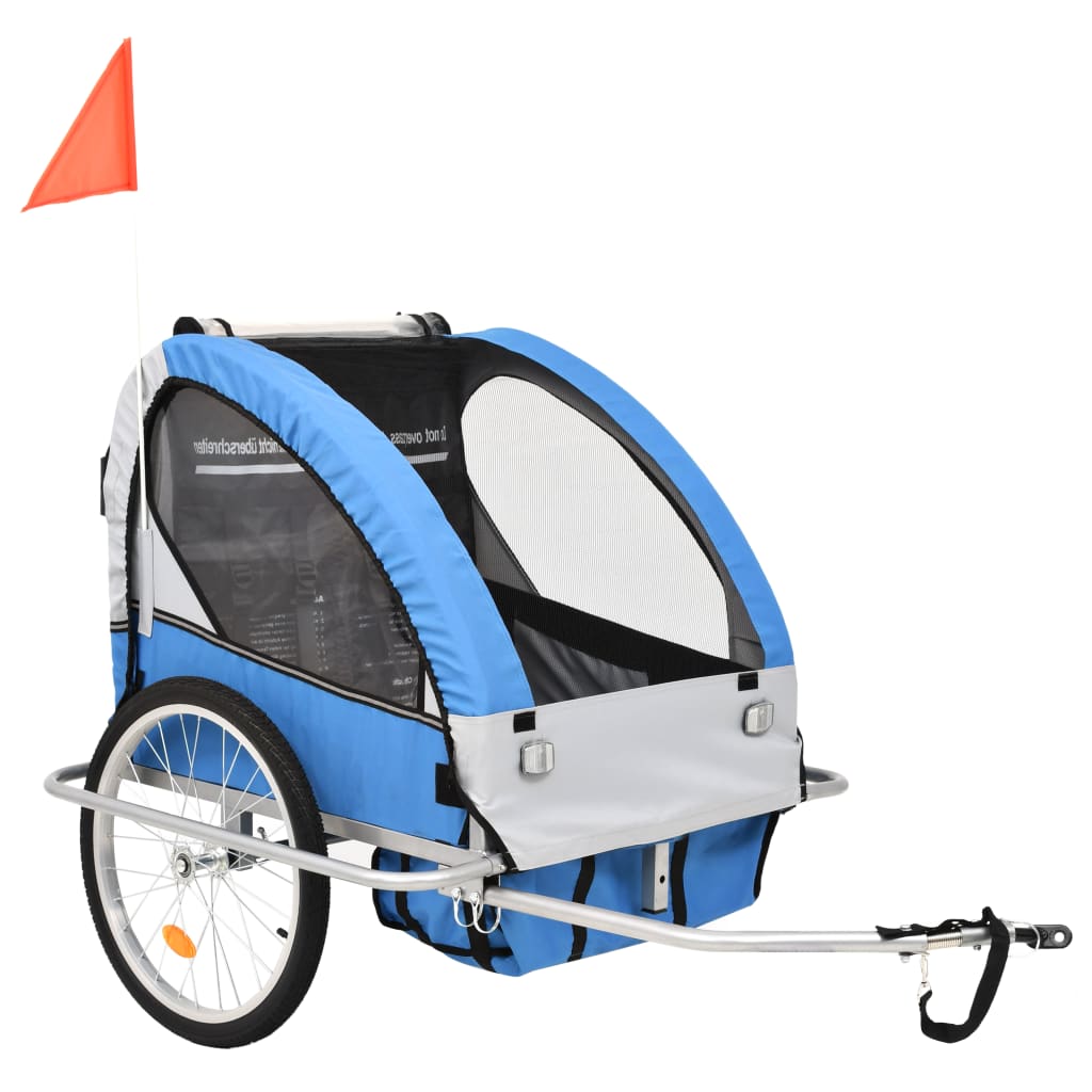 Vidaxl Bicycle Trailer e Pram 2 in 1 blu e grigio